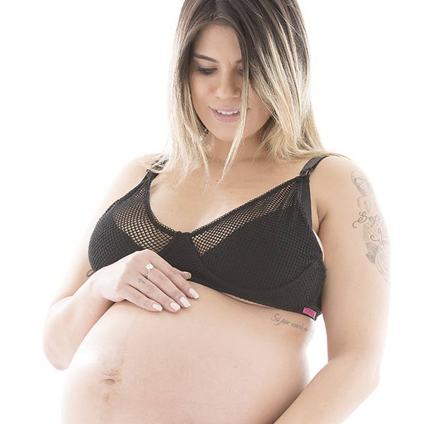 Sutiã em tela transparente aplicação de flores